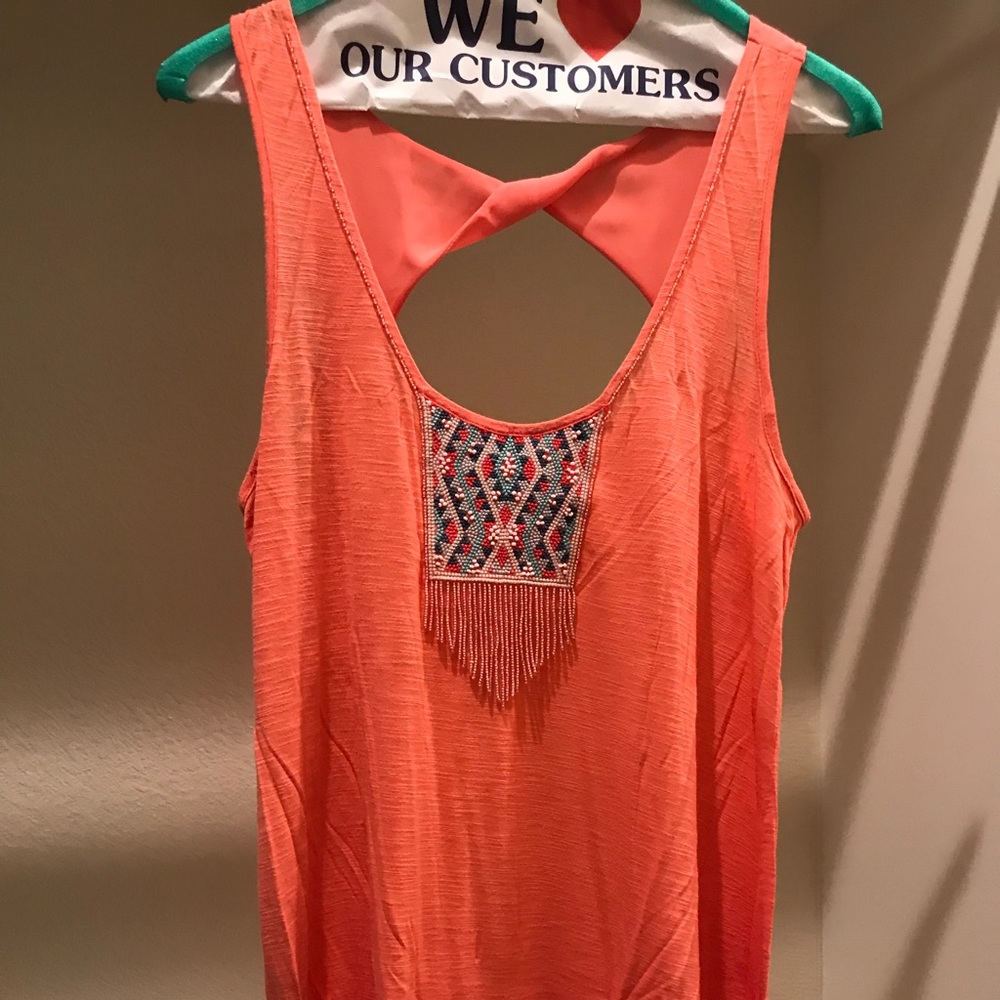 Coral beaded summer tank!
